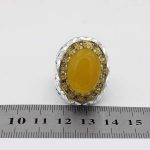 انگشتر دست ساز شرف الشمس فاخر ایرانی اشکبوس با مخراجکاری 15 قطعه برلیان + حکاکی - Image 5