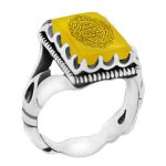 انگشتر شرف الشمس نقره مردانه طرح رهبری + حکاکی حرز امام جواد (ع) و آیت الکرسی + حکاکی شرف الشمس