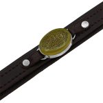 دستبند شرف الشمس نقره چرم طبیعی قهوه ای دو لایه طرح موعود + حرز امام جواد (ع) + آیت الکرسی + حکاکی شرف الشمس