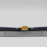 دستبند شرف الشمس نقره چرم سرمه ای بلند کلاسیک طرح کمیل + حکاکی - Image 4