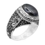 انگشتر حدید صینی نقره مردانه دست ساز طرح فاخر مختار + حکاکی