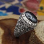 انگشتر حدید صینی نقره مردانه دست ساز طرح فاخر مختار + حکاکی - Image 2