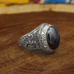 انگشتر حدید صینی نقره مردانه دست ساز طرح فاخر مختار + حکاکی - Image 3