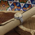 انگشتر حرز امام جواد (ع) نقره مردانه و زنانه طرح دایره ای عین علی + تربت امام حسین (ع) - Image 3