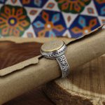 انگشتر حرز امام جواد (ع) نقره مردانه و زنانه طرح دایره ای وان یکاد + تربت امام حسین (ع) - Image 3