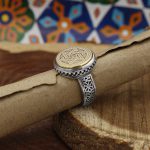 انگشتر حرز امام جواد (ع) نقره مردانه و زنانه طرح دایره ای خاتم سلیمان + تربت امام حسین (ع) - Image 3
