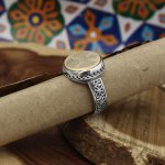 انگشتر حرز امام جواد (ع) نقره مردانه و زنانه طرح دایره ای چهارقل + تربت امام حسین (ع) - Image 3