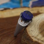 انگشتر لاجورد نقره زنانه طرح هما - Image 2