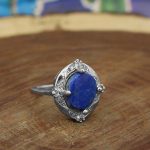 انگشتر لاجورد نقره زنانه طرح دریا - Image 2