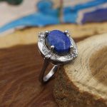 انگشتر لاجورد نقره زنانه طرح دریا - Image 3