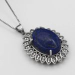 گردنبند لاجورد نقره زنانه طرح افرا - Image 2