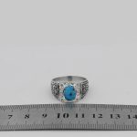 انگشتر فیروزه نیشابوری نقره مردانه دست ساز طرح رحیم + 4 قطعه برلیان - Image 5