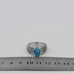 انگشتر فیروزه نیشابوری نقره مردانه دست ساز طرح حبیب + 6 قطعه برلیان - Image 5