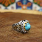 انگشتر فیروزه نیشابوری نقره دست ساز مردانه طرح فاخر مهام - Image 3