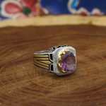 انگشتر آمیتیست نقره مردانه طرح عمران - Image 2