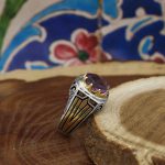 انگشتر آمیتیست نقره مردانه طرح عمران - Image 3