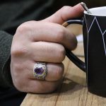 انگشتر آمیتیست نقره مردانه طرح عمران - Image 4