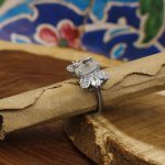 انگشتر عقیق شجر نقره زنانه طرح پروانه - Image 2