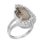 انگشتر عقیق شجر نقره زنانه طرح ماهی