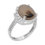 انگشتر عقیق شجر نقره زنانه طرح پروین