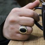 انگشتر عقیق مشکی یمنی نقره مردانه طرح پرویز - Image 5