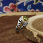 انگشتر زبرجد الماس تراش نقره مردانه طرح شاهین - Image 2