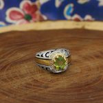 انگشتر زبرجد الماس تراش نقره مردانه طرح شاهین - Image 3