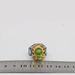 انگشتر زبرجد الماس تراش نقره مردانه دست ساز طرح اسد + 4 قطعه برلیان - Image 5