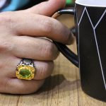 انگشتر زبرجد الماس تراش نقره مردانه دست ساز طرح اسد + 4 قطعه برلیان - Image 4