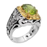 انگشتر زبرجد الماس تراش نقره مردانه دست ساز طرح مهران + 4 قطعه برلیان