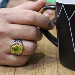 انگشتر زبرجد الماس تراش نقره مردانه دست ساز طرح مهران + 4 قطعه برلیان - Image 4