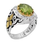 انگشتر زبرجد الماس تراش نقره مردانه دست ساز طرح طاهر + 4 قطعه برلیان