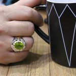 انگشتر زبرجد الماس تراش نقره مردانه دست ساز طرح طاهر + 4 قطعه برلیان - Image 5