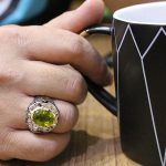 انگشتر زبرجد الماس تراش نقره مردانه دست ساز طرح بایرام + 6 قطعه برلیان - Image 4