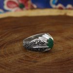 انگشتر زمرد الماس تراش نقره مردانه دست ساز طرح قلمکاری محمود - Image 3