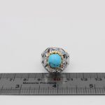 انگشتر فیروزه نیشابوری نقره مردانه دست ساز طرح ایرج - Image 4