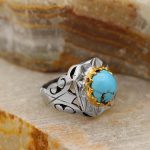 انگشتر فیروزه نیشابوری نقره مردانه دست ساز طرح ایرج - Image 3