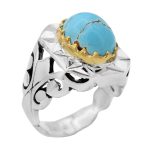 انگشتر فیروزه نیشابوری نقره مردانه دست ساز طرح پرویز