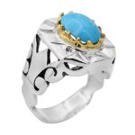 انگشتر فیروزه نیشابوری نقره مردانه دست ساز طرح فاتح