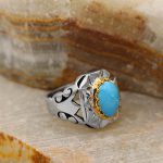 انگشتر فیروزه نیشابوری نقره مردانه دست ساز طرح فاتح - Image 3