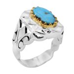 انگشتر فیروزه نیشابوری نقره مردانه دست ساز طرح محمود