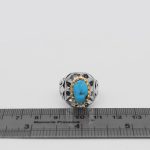 انگشتر فیروزه نیشابوری نقره مردانه دست ساز طرح محمود - Image 4