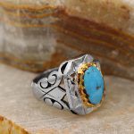 انگشتر فیروزه نیشابوری نقره مردانه دست ساز طرح محمود - Image 3