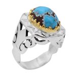 انگشتر فیروزه نیشابوری نقره مردانه دست ساز طرح وحید