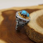 انگشتر فیروزه نیشابوری نقره مردانه دست ساز طرح وحید - Image 2