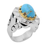 انگشتر فیروزه نیشابوری نقره مردانه دست ساز طرح سینا