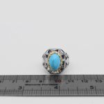 انگشتر فیروزه نیشابوری نقره مردانه دست ساز طرح سینا - Image 4