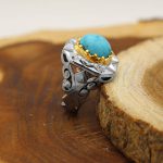 انگشتر فیروزه نیشابوری نقره مردانه دست ساز طرح بهروز - Image 2