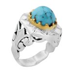 انگشتر فیروزه نیشابوری نقره مردانه دست ساز طرح برزو