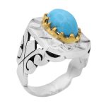 انگشتر فیروزه نیشابوری نقره مردانه دست ساز طرح جمال